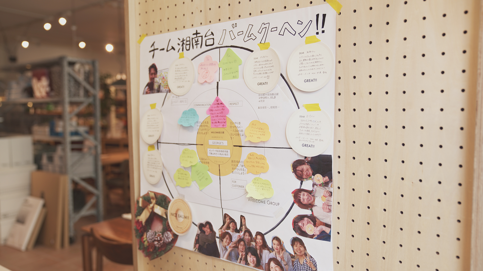 さらに店舗ごとに目標を設定、付箋を使い一人ひとりが日々の行動目標を掲げました